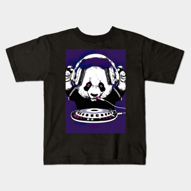 DJ Panda Music Kids T-Shirt by maxcode